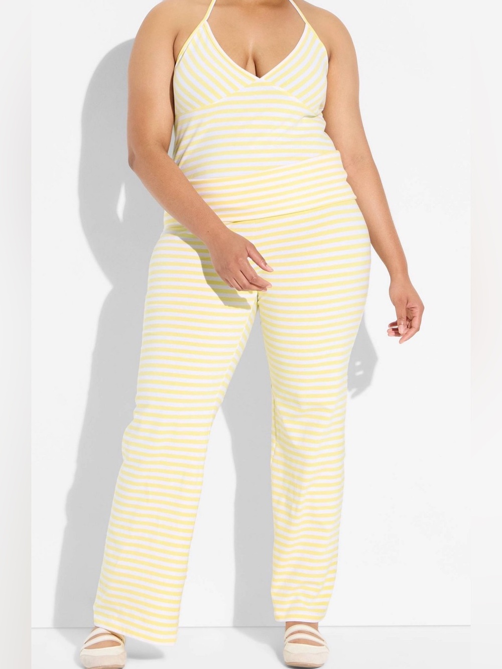 Yellow & White Striped Lounge Pants 3XL